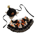 Black and orange Halloween pet bib costume with matching hat