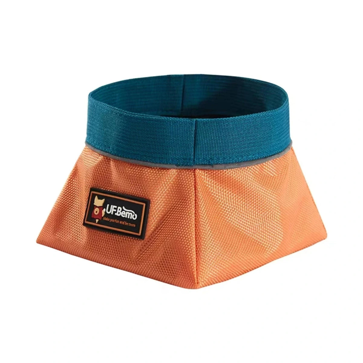 Orange UFBemo collapsible pet bowl opened for food or water