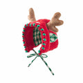 Mookipet reindeer-style pet hat with checked trim