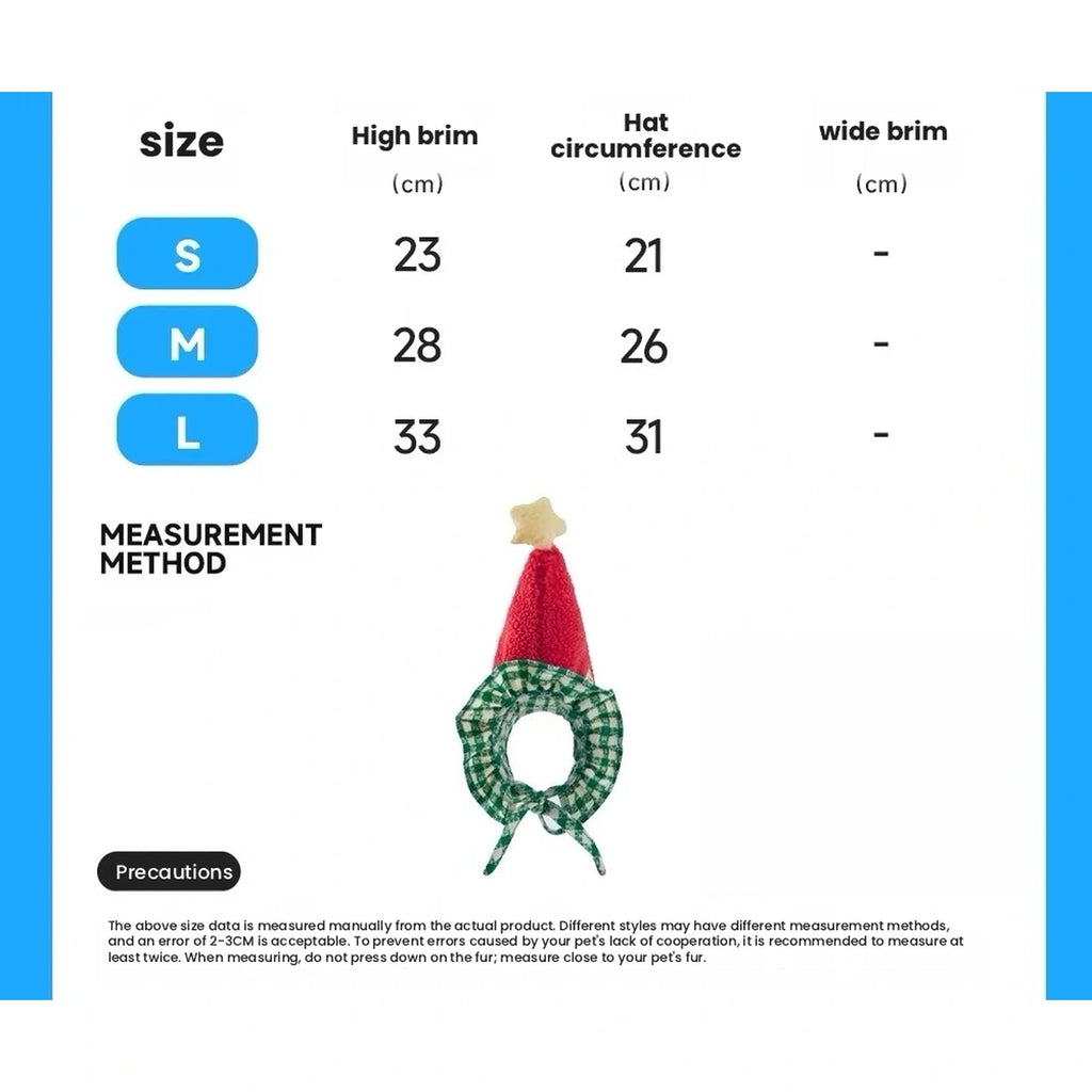 Mookipet star hat size-reference chart