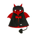 Black and red UFBemo devil pet cape with horned hood and tail