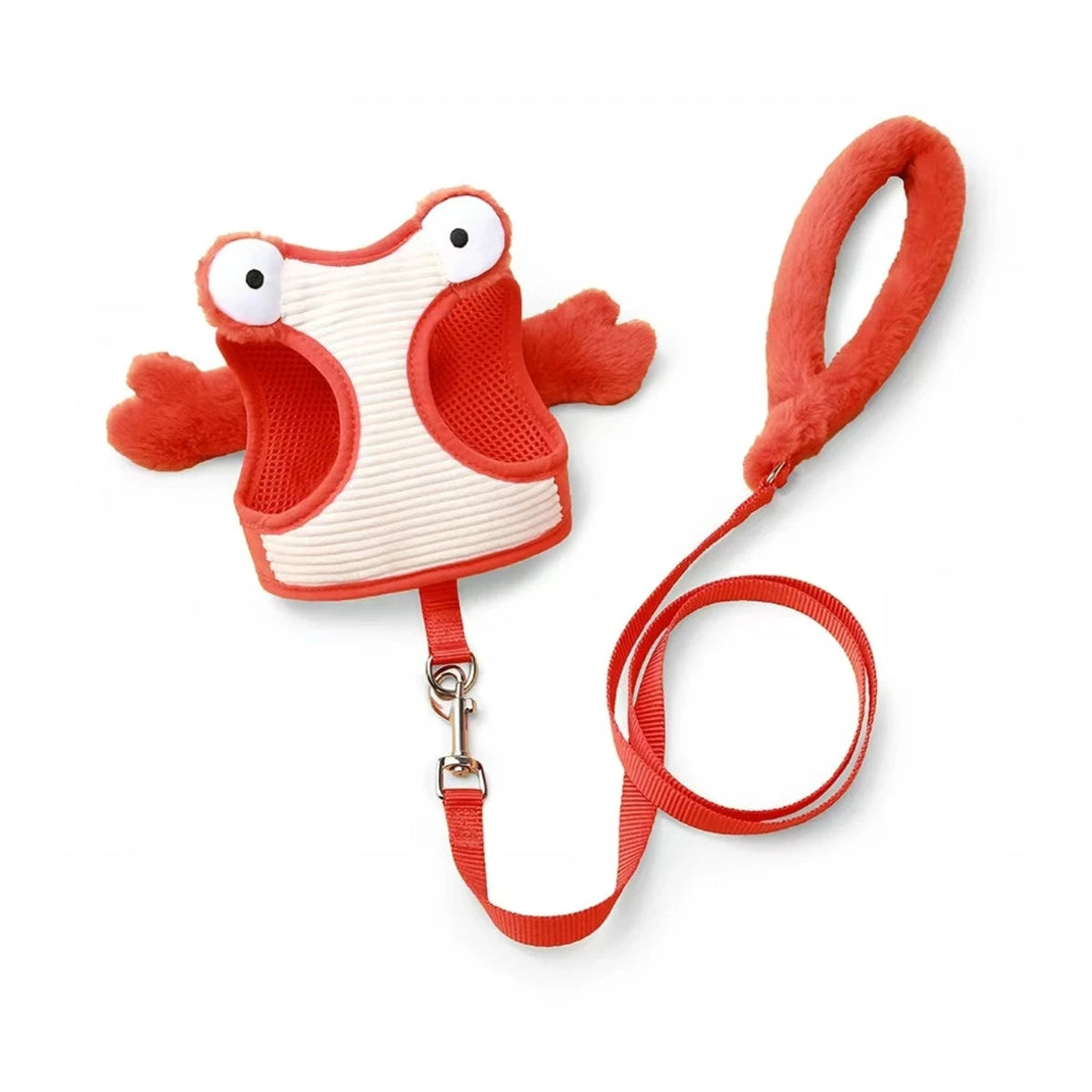 Red frog-shaped UFBemo pet harness vest with leash