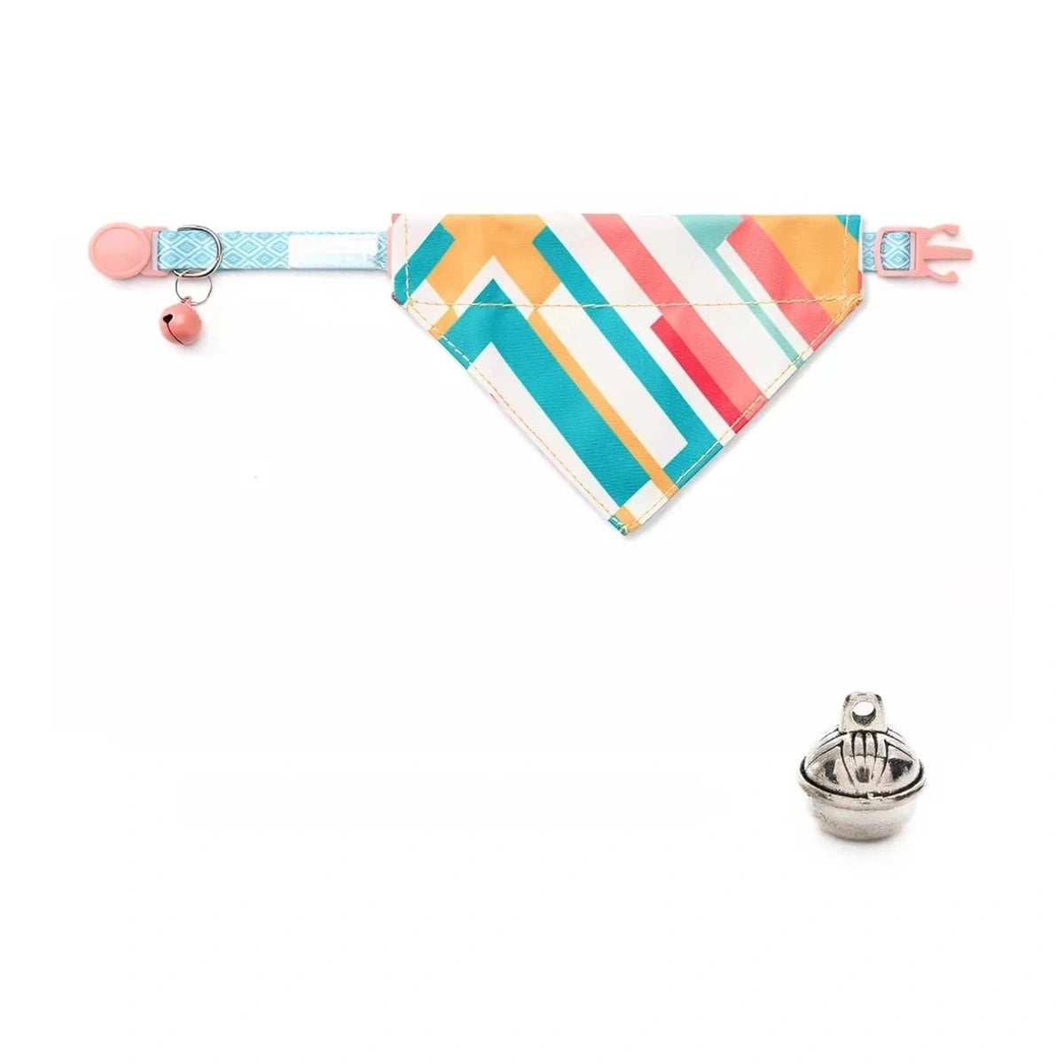 Striped UFBemo cat bandana collar with bell