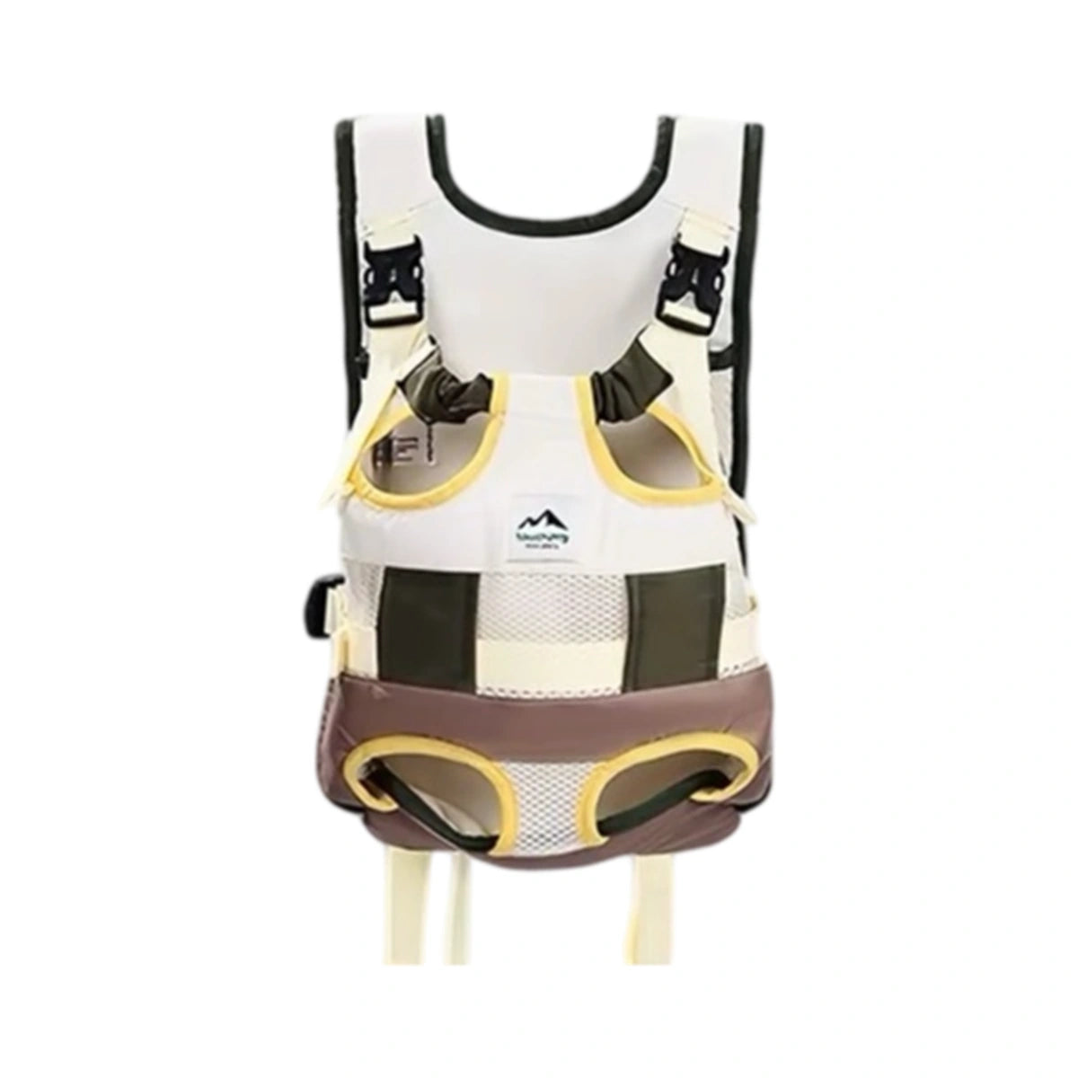 White front-and-back pet carrier backpack, front view