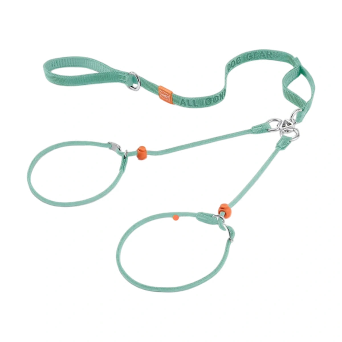 Mint green HOWGO double-dog leash with two slip loops