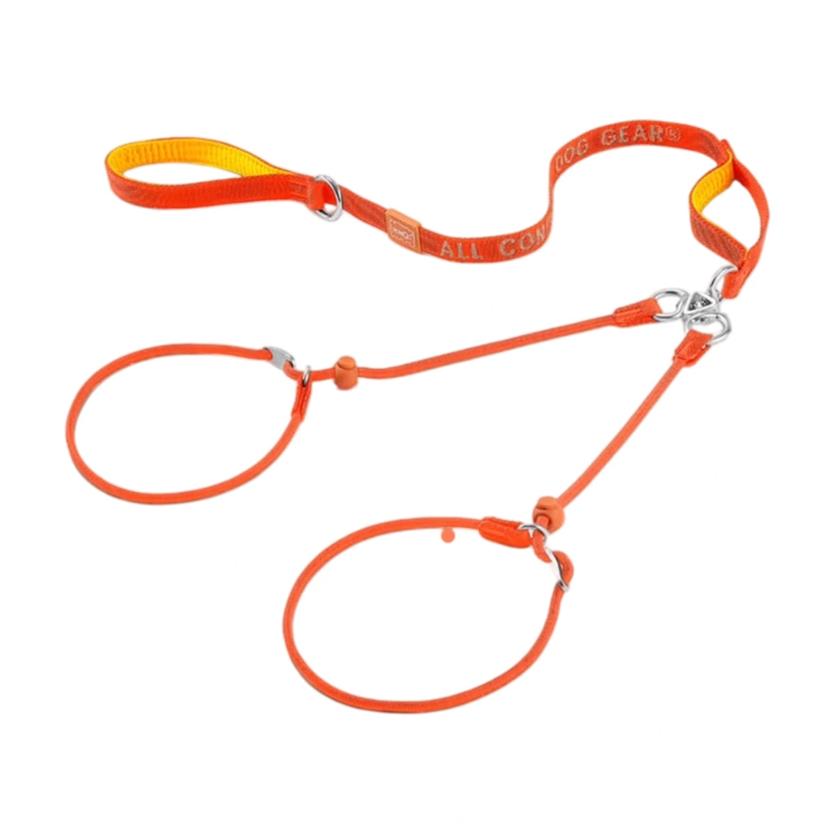 Orange HOWGO double-dog leash with two slip loops