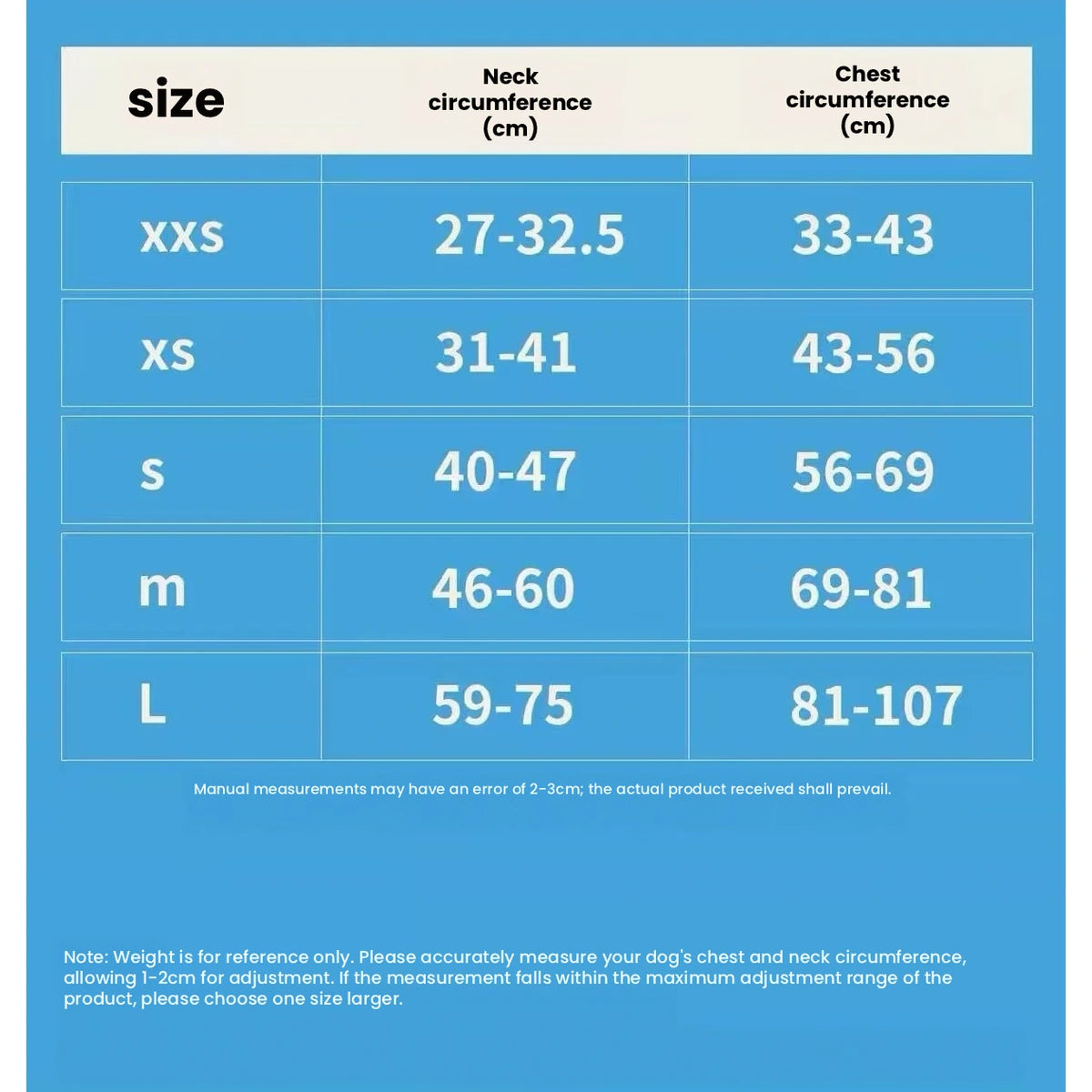 DINGKE angel-wings dog harness size chart