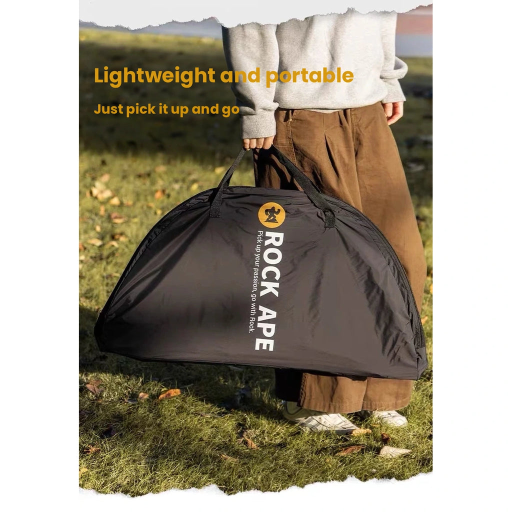 Folded RockApe dog tent in carrying bag