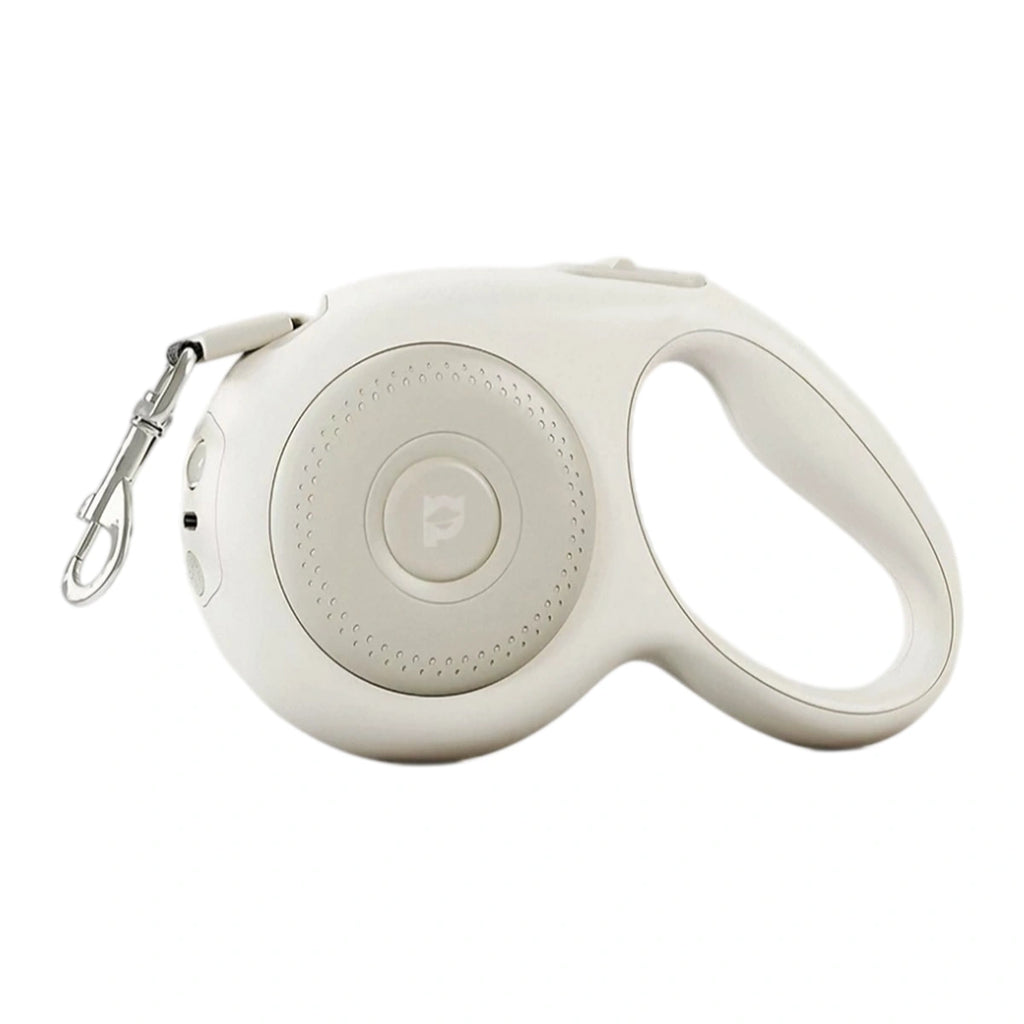White LuckyPetland retractable dog leash with built-in light