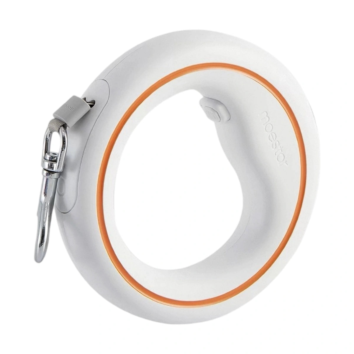 White and orange Moestar UFO retractable dog leash