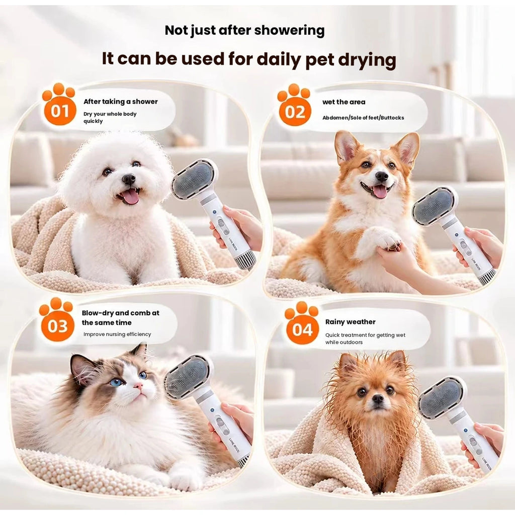 Pet dryer pictured with dogs and a cat