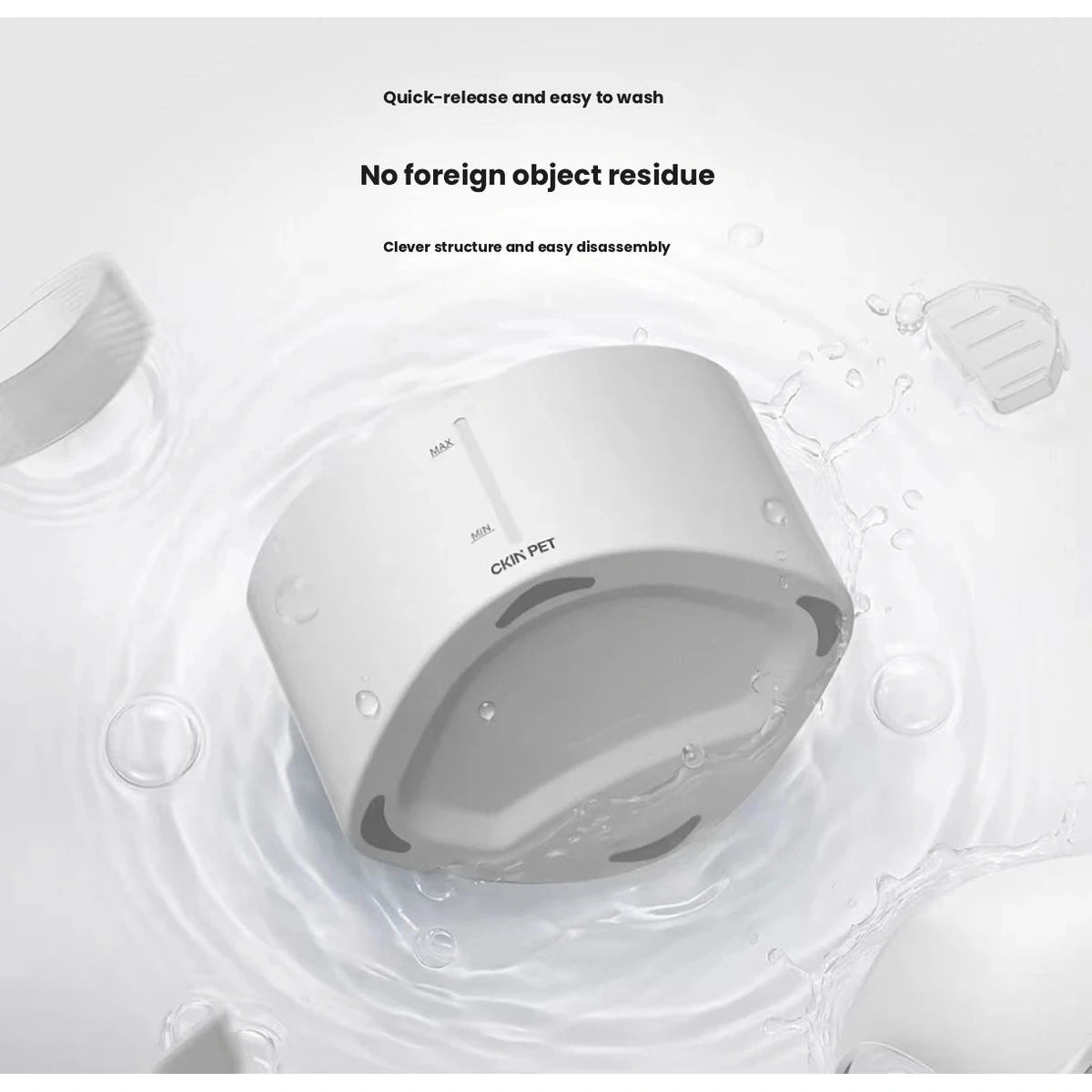 Ckin Pet fountain underside and water-resistant base