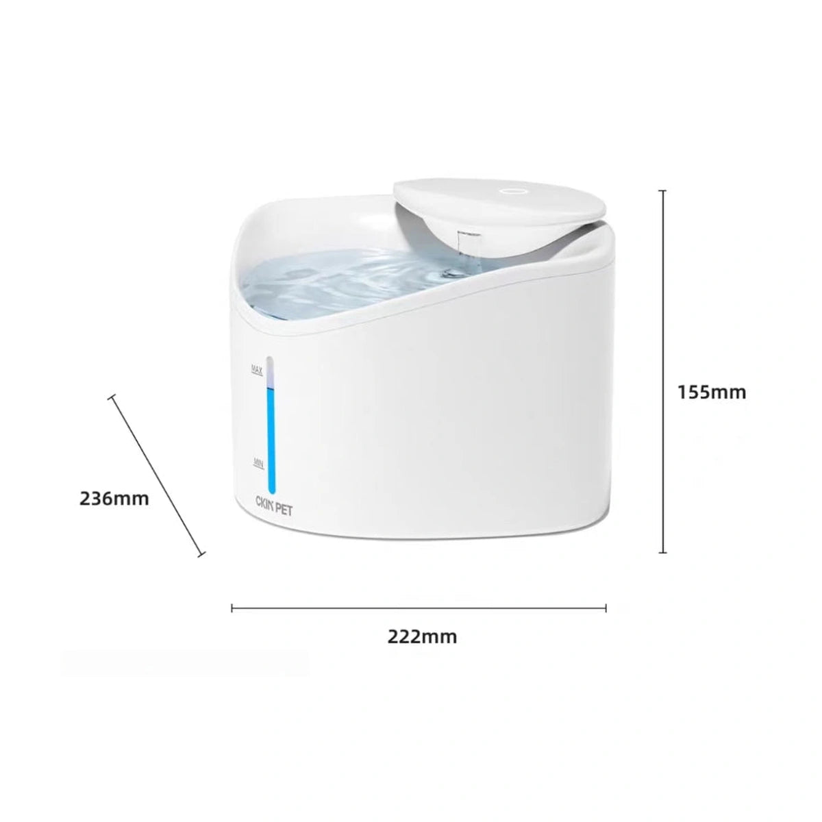 Ckin Pet UV-C fountain dimensions diagram