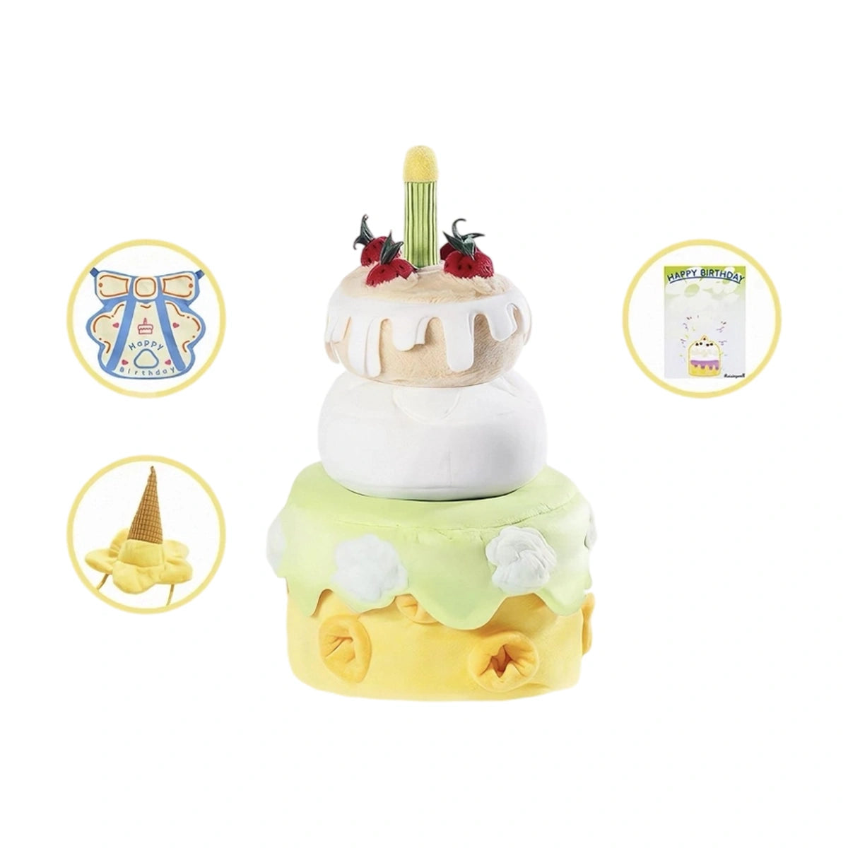 Raisingwell layered birthday cake plush toy and treat-hiding parts