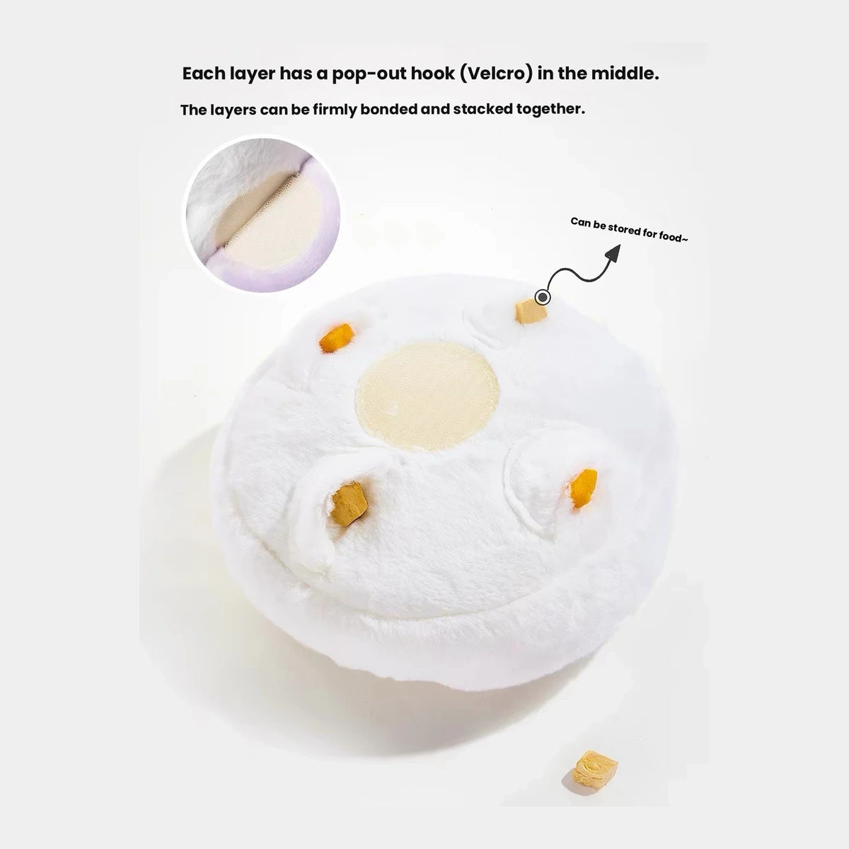Raisingwell white cake layer showing an inner treat pocket