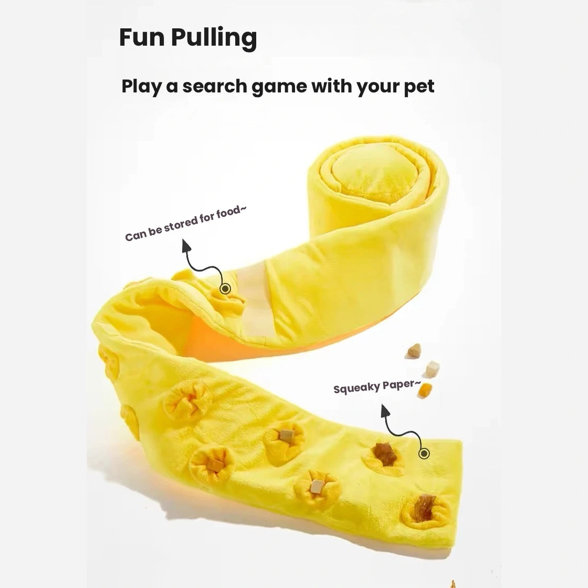 Raisingwell yellow cake layer opened to reveal treat pockets