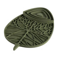 Green POPOCOLA silicone lick mat with leaf shape and raised patterns