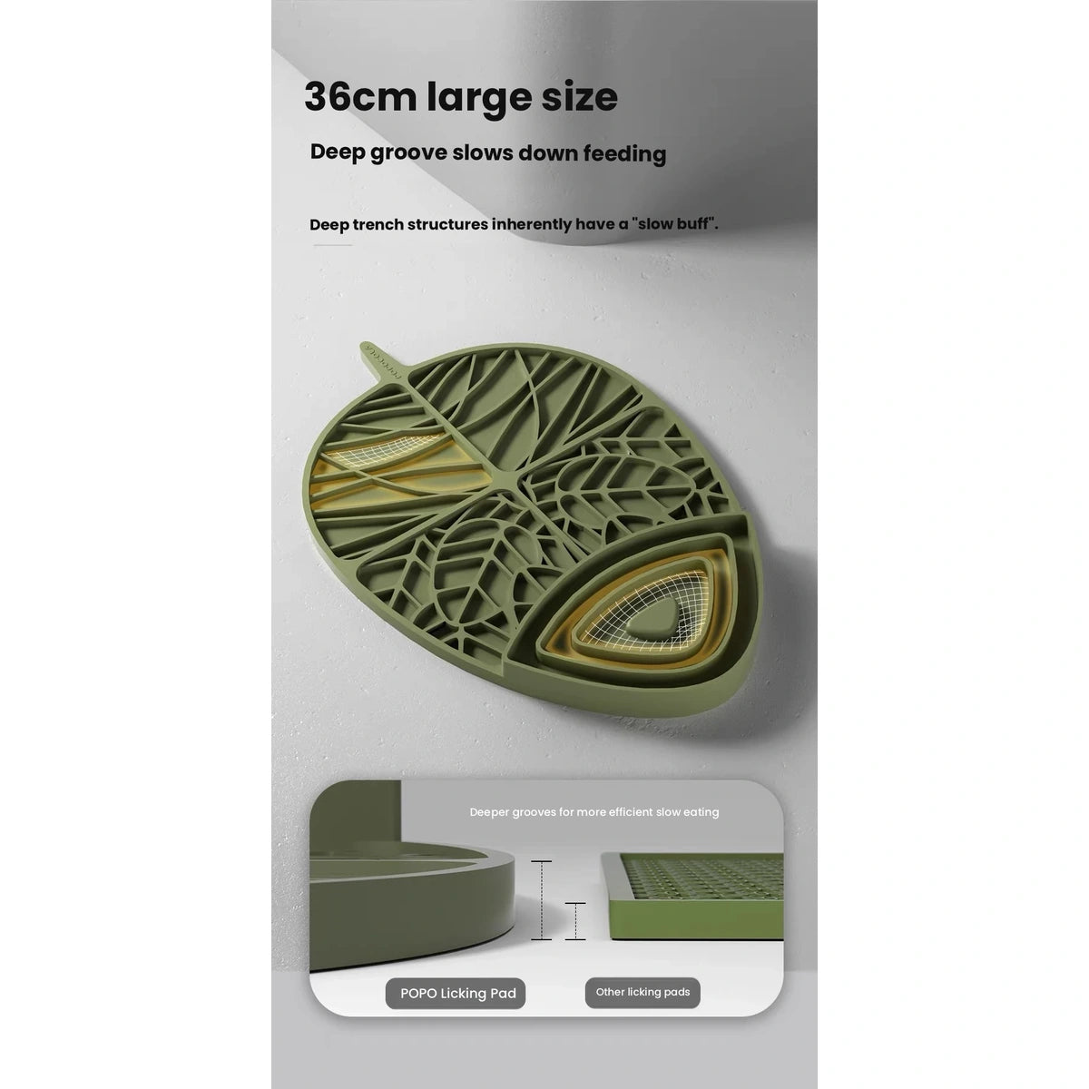 POPOCOLA lick mat size diagram and scale comparison