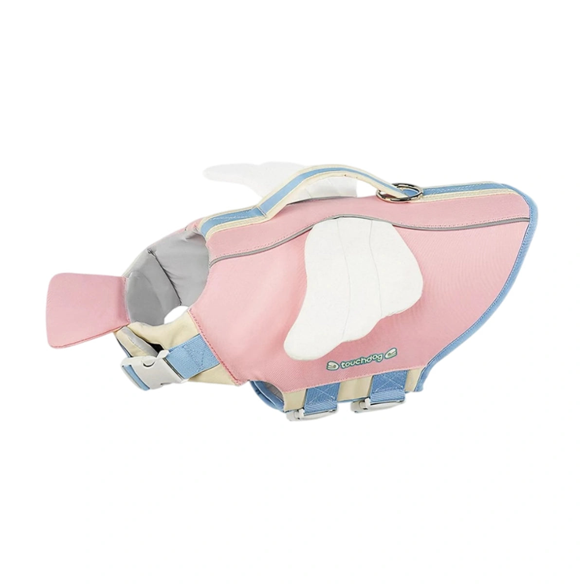 Pink Touchdog dog life jacket with straps and top handle