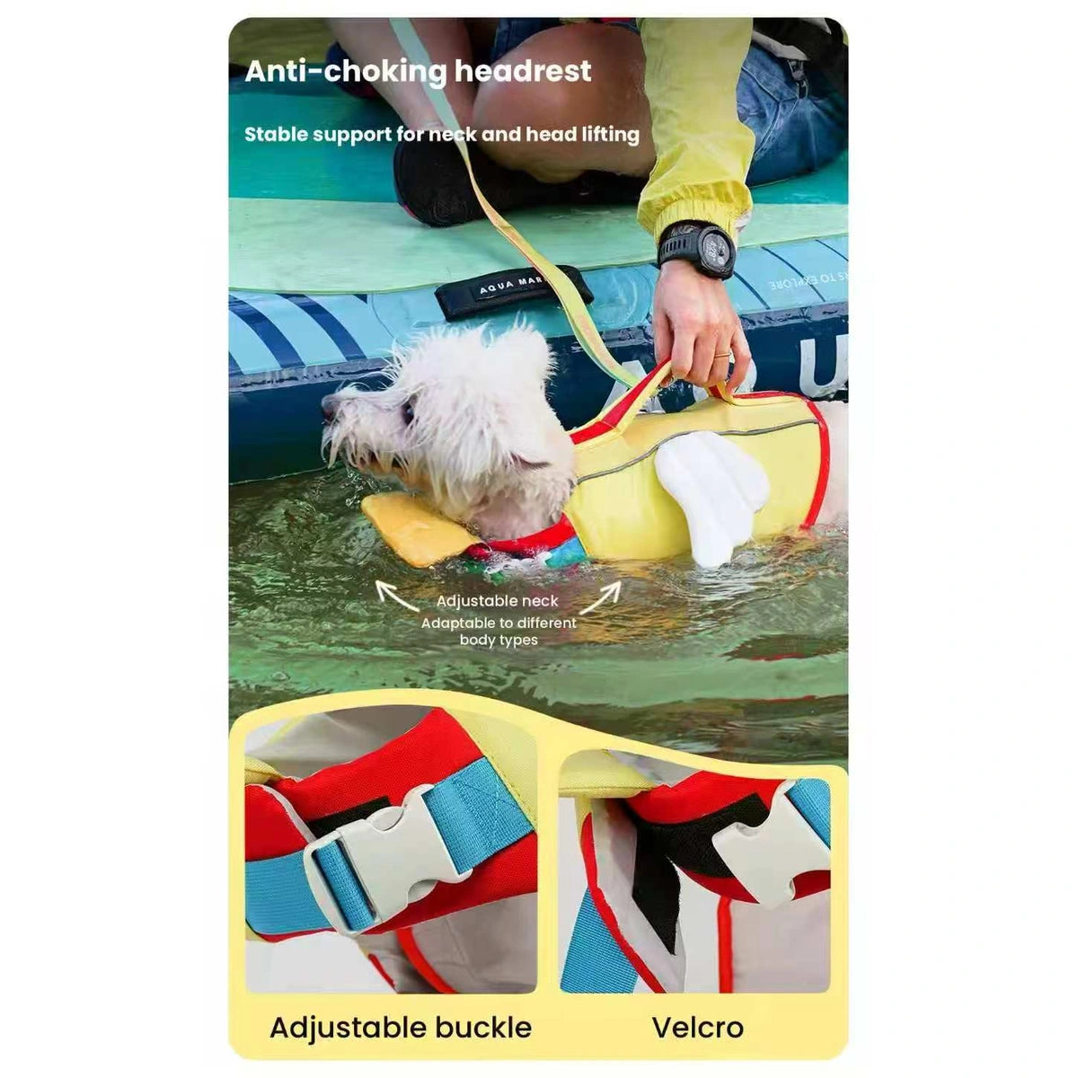 Touchdog life jacket buckles and fastening details