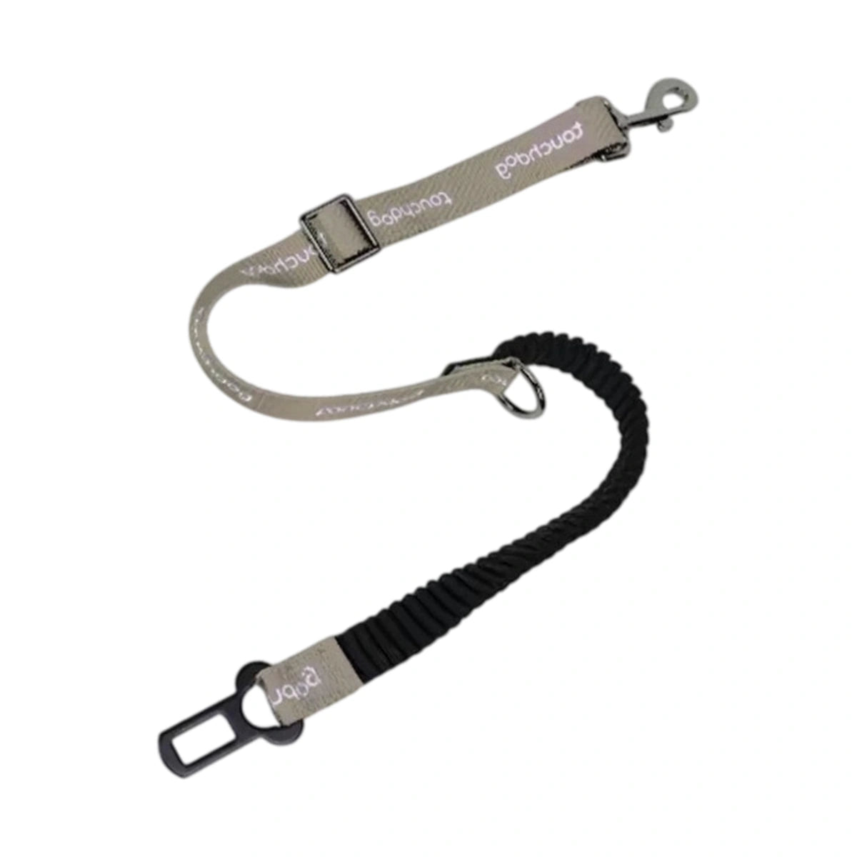 Khaki Touchdog dog car seat belt with bungee section