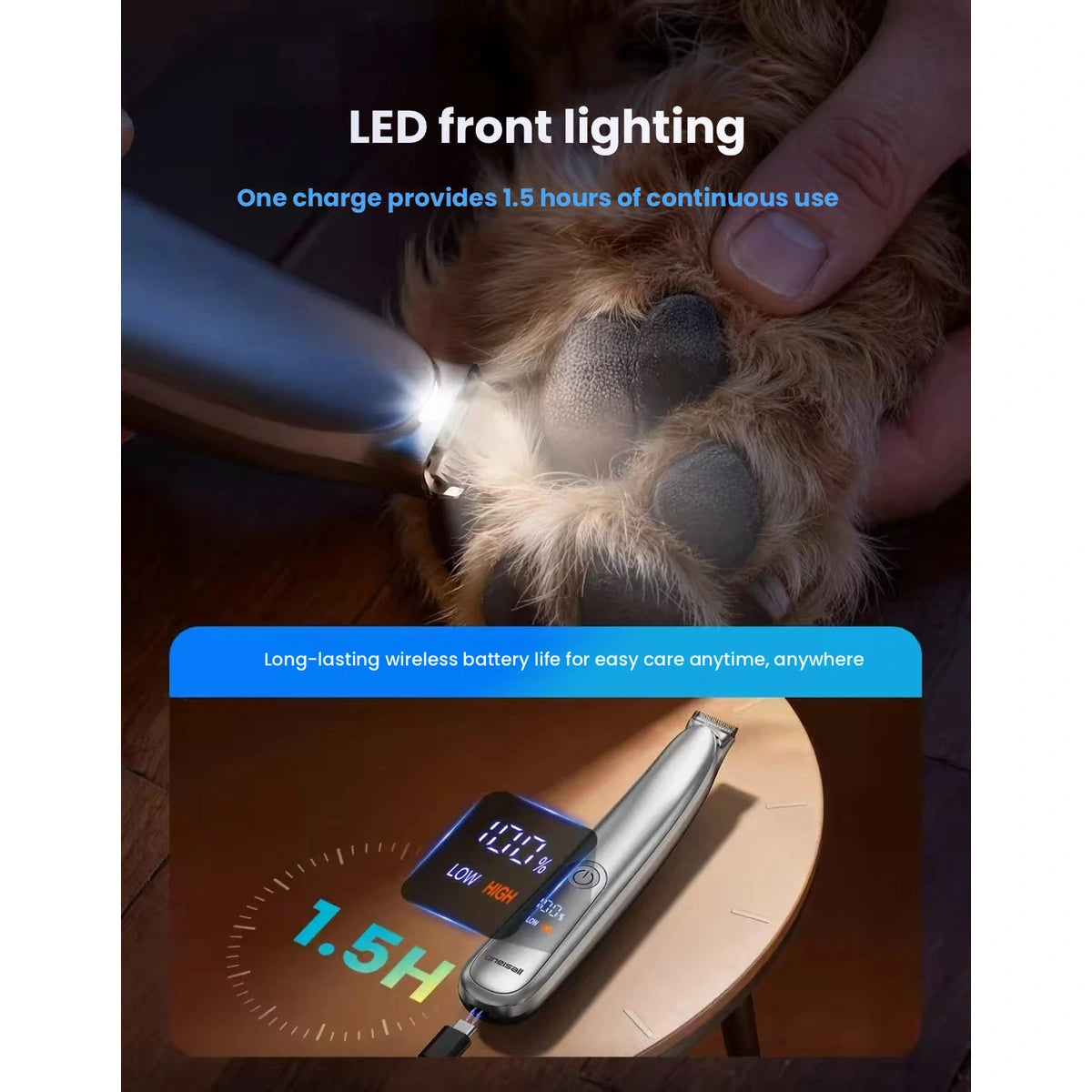 oneisall trimmer LED light used during pet grooming