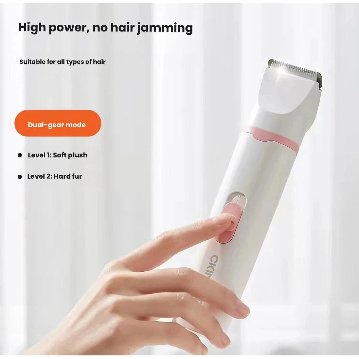 White Ckin Pet clipper handle and controls