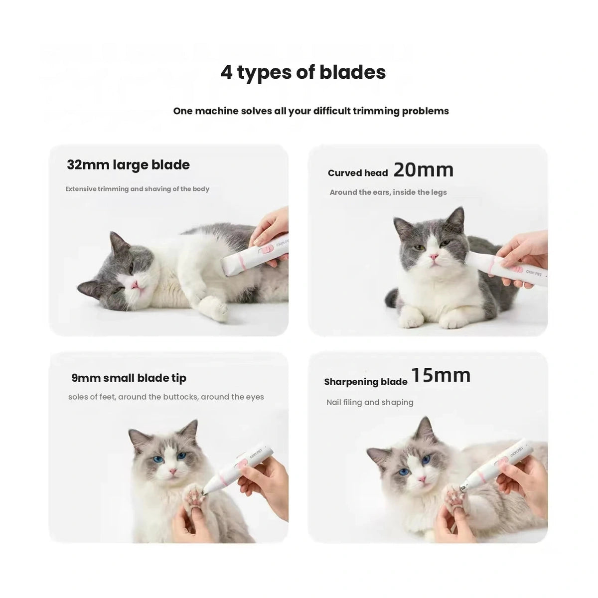Ckin Pet clippers with four cutting head types