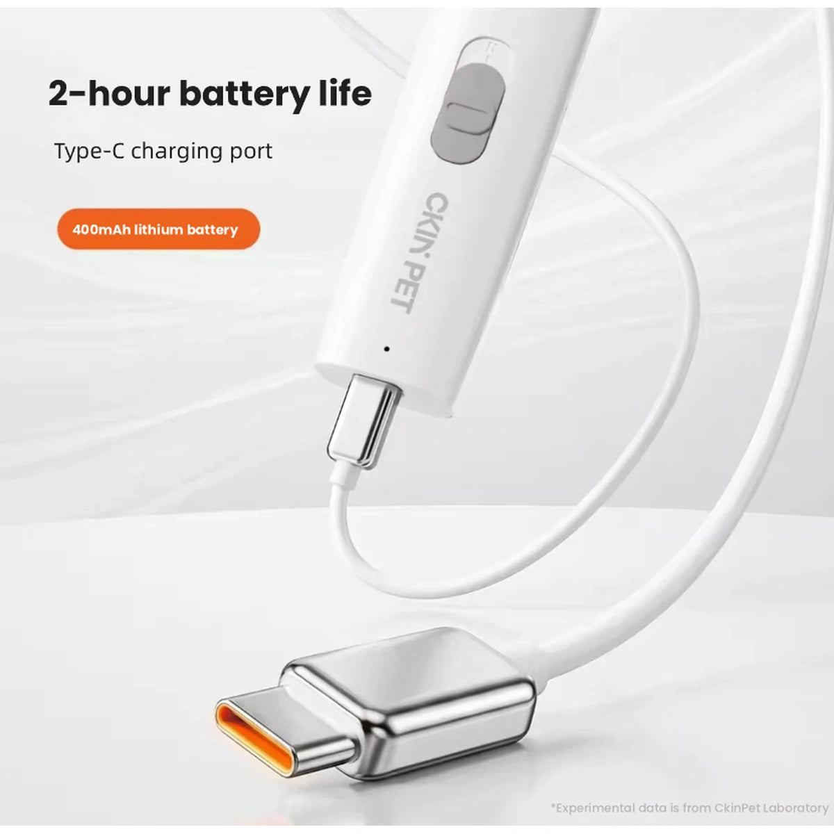 Ckin Pet clippers charging through USB-C cable