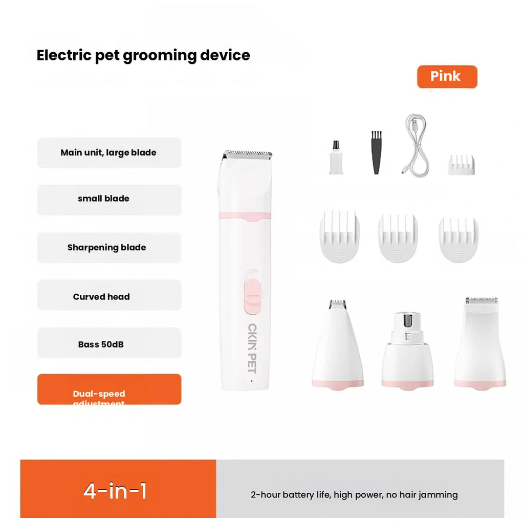 Pink Ckin Pet multi-function clippers with attachments