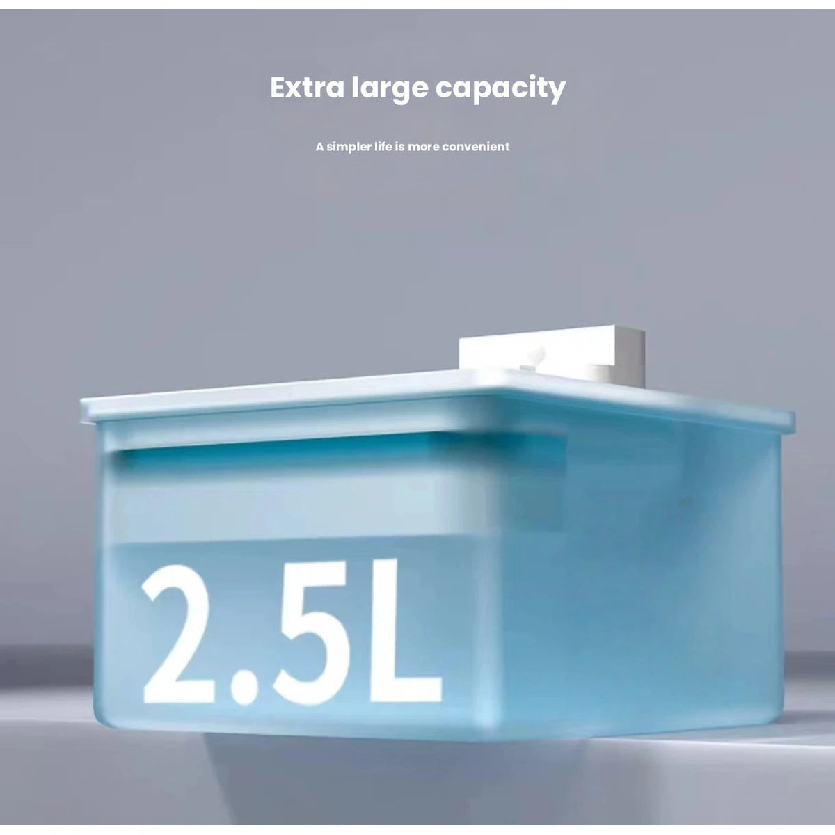 Ckin Pet fountain tank showing water capacity