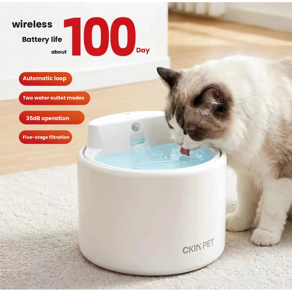 Ckin Pet ceramic fountain with cat and water ripple
