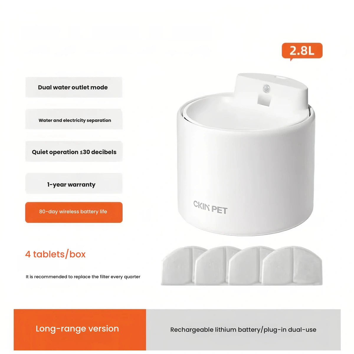 Ckin Pet ceramic fountain parts and filters diagram