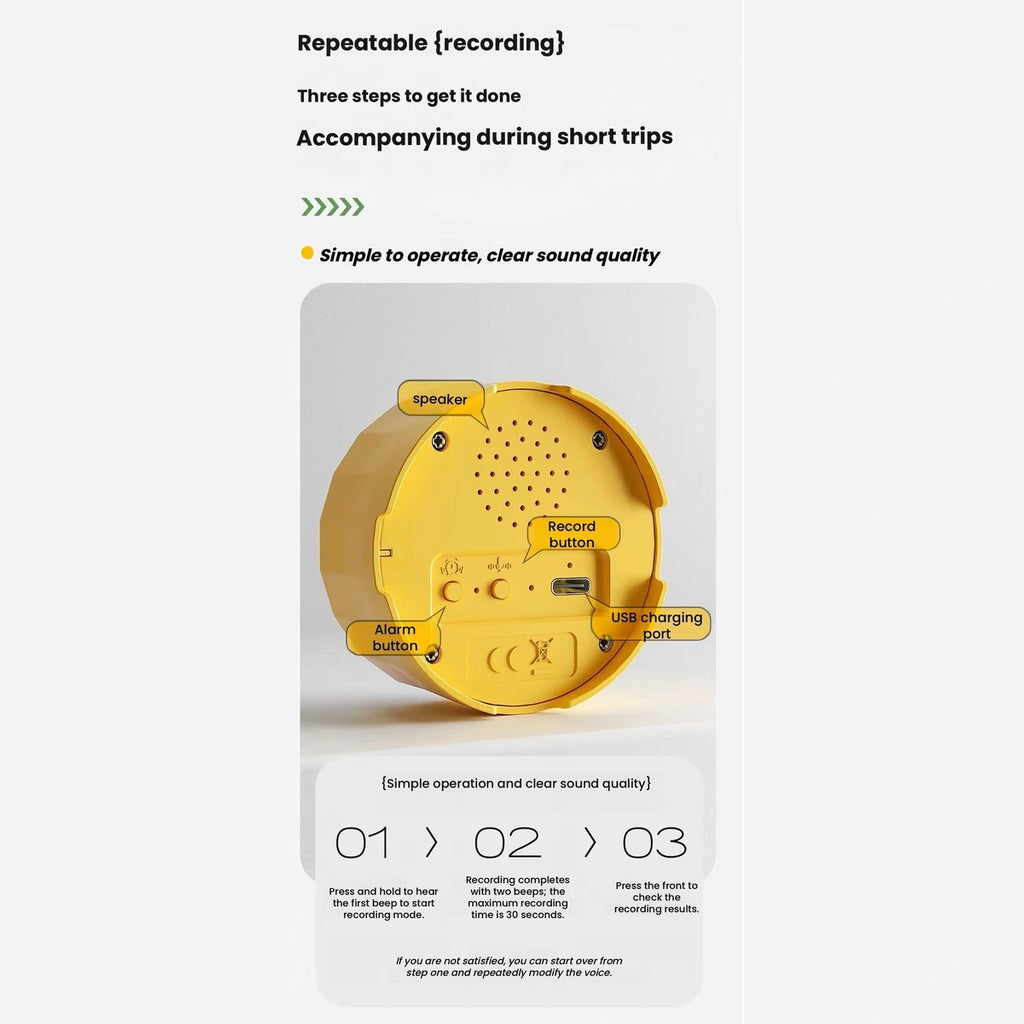 Jkulning talking buttons: button recording and charging instruction graphic