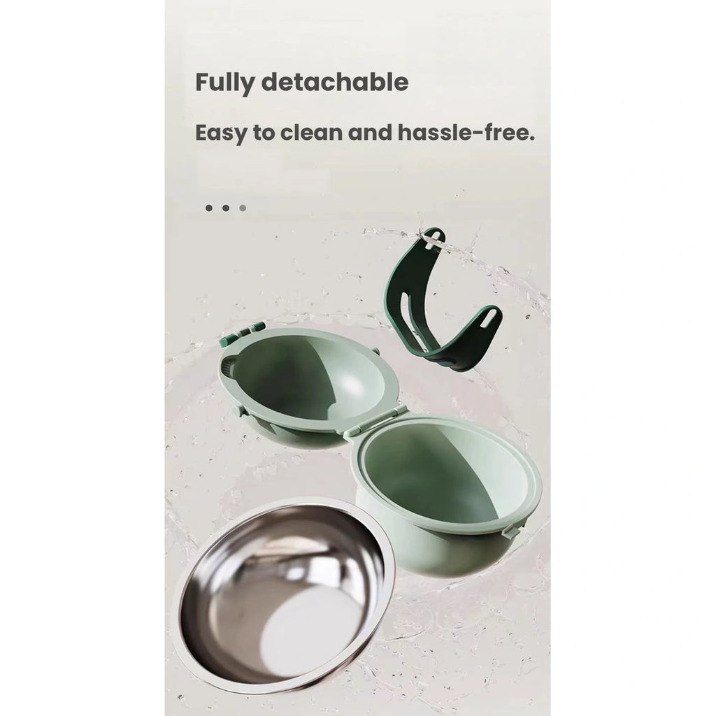 Jkulning dual pet bowl: detached dual bowl parts ready for cleaning