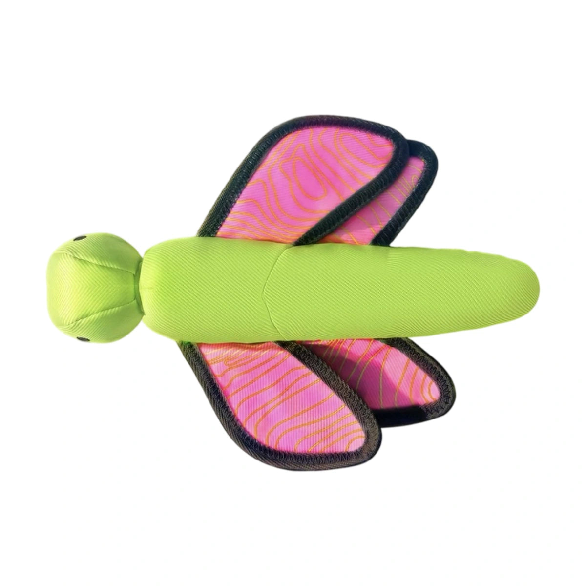 Qzee dog tug toy: green and pink winged dog tug toy