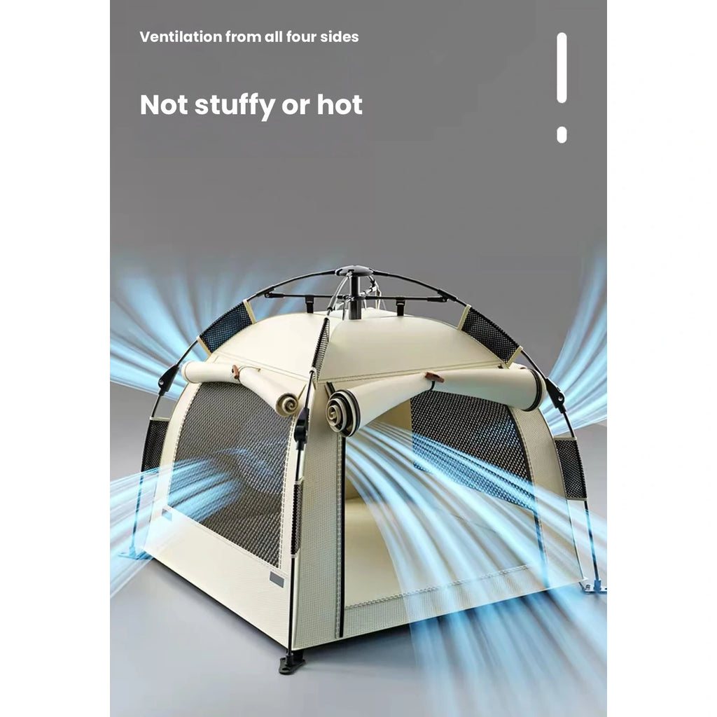 POPOCOLA dog tent: airflow view through tent mesh panels