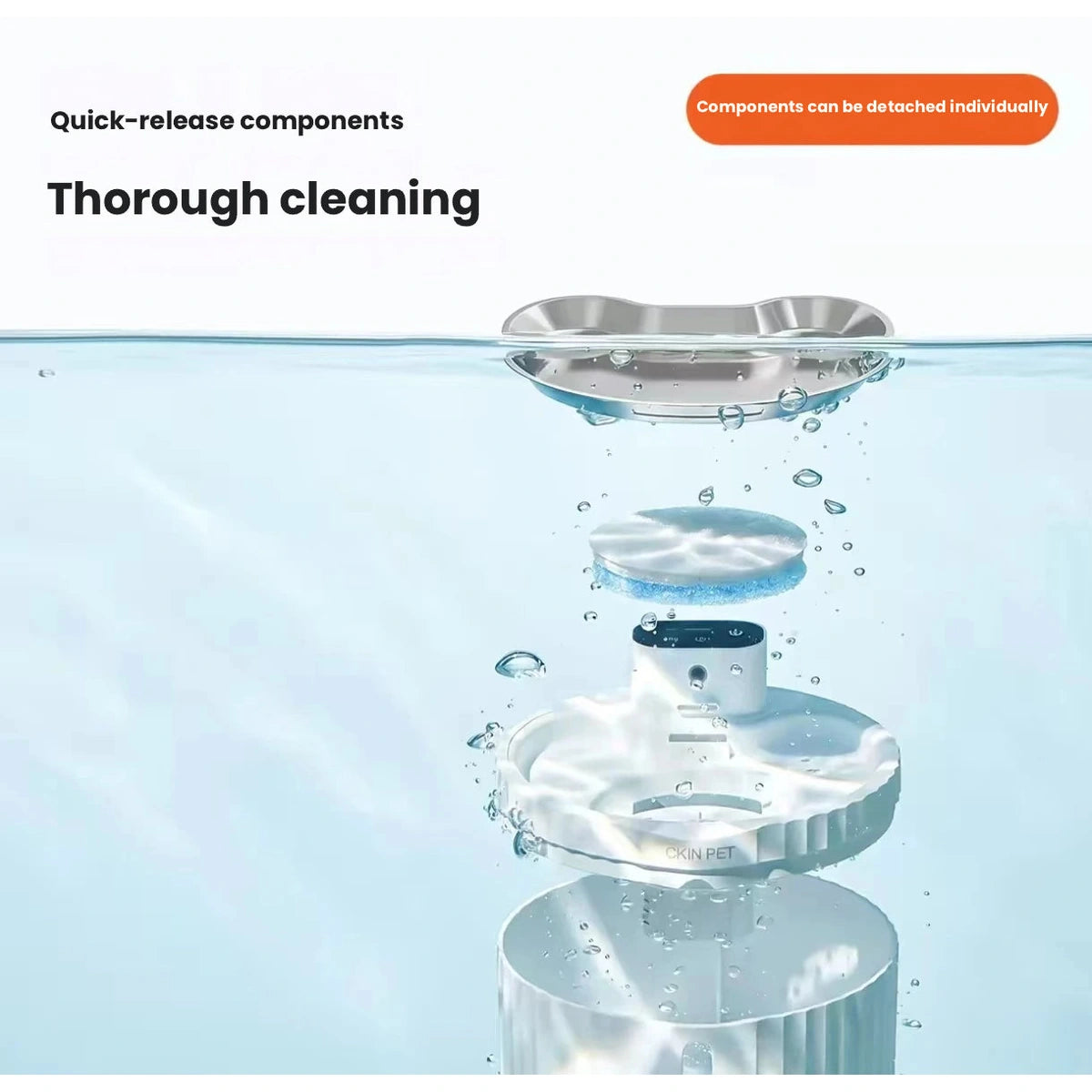 Ckin Pet cat fountain: fountain cleaning and removable parts