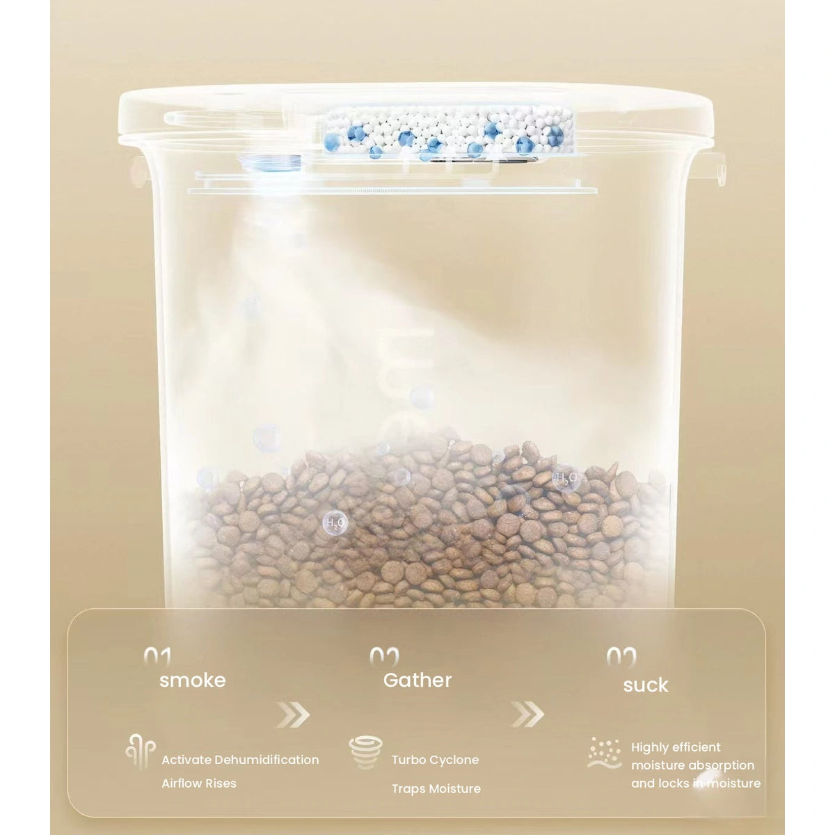 Meoof food storage bin: transparent storage-liner view with food