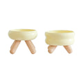 Meoof Gulu pet bowl: yellow Gulu ceramic bowls on wooden legs