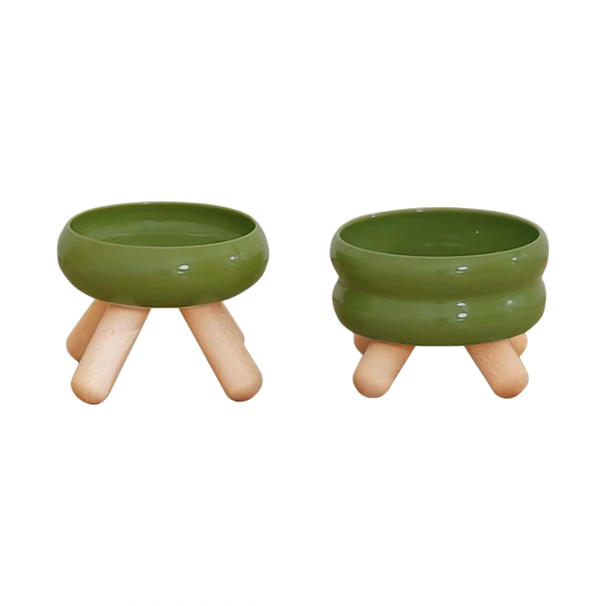 Meoof Gulu pet bowl: green Gulu raised ceramic bowls