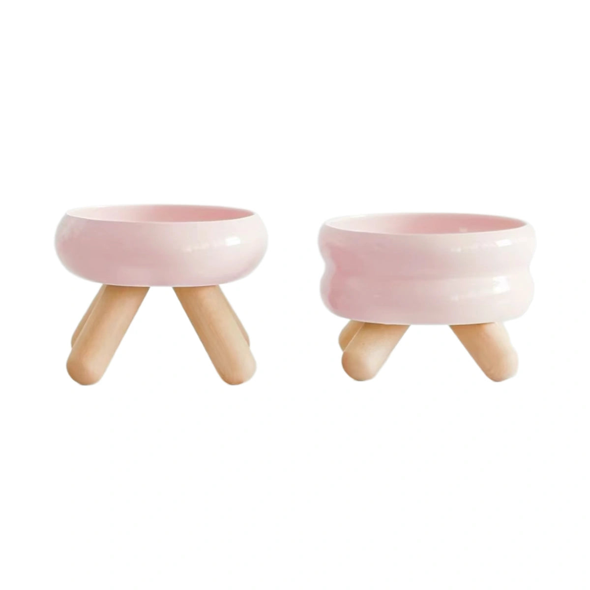 Meoof Gulu pet bowl: pink Gulu raised ceramic bowls