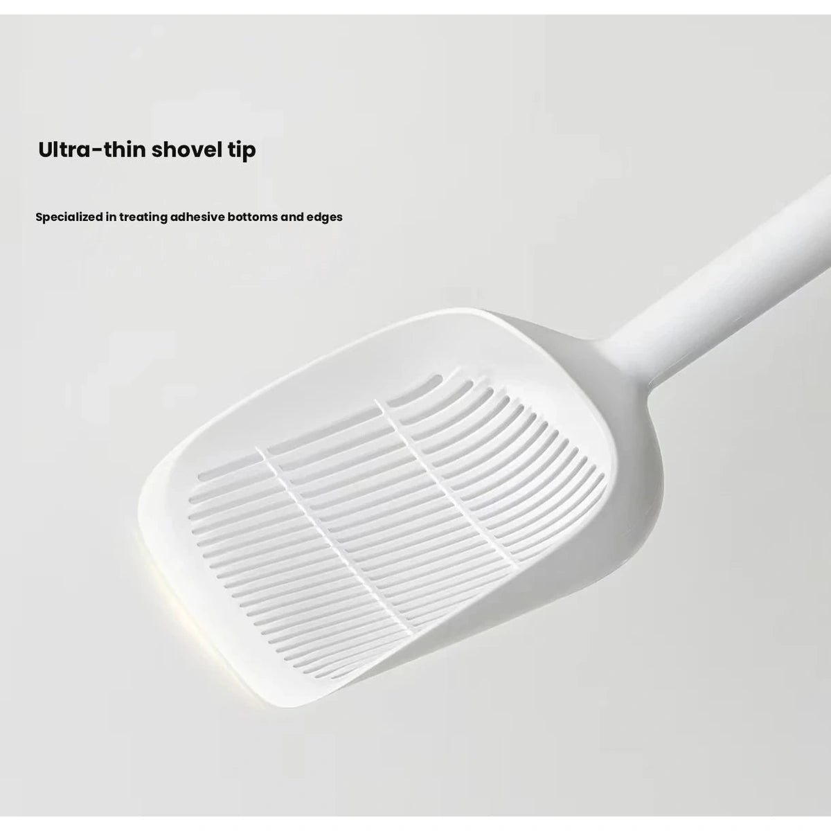 Meoof cat litter scoop: slotted scoop head close-up