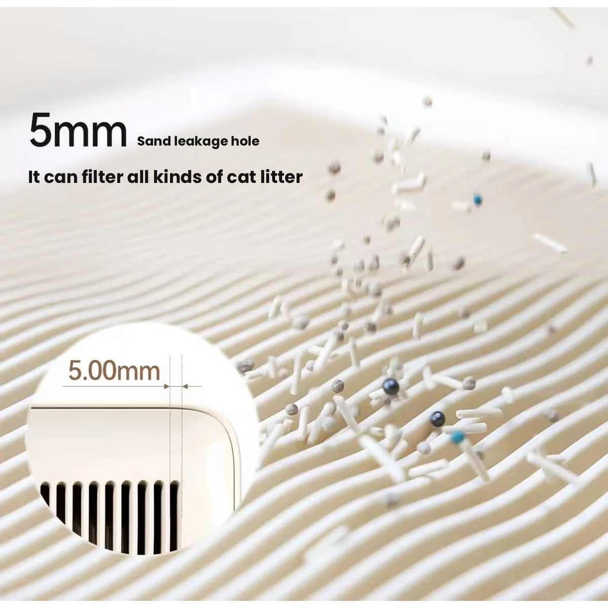 Meoof cat litter ramp: ridged mat slot illustration