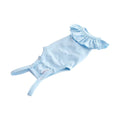 Blue Meoof cat recovery-style suit on a white background