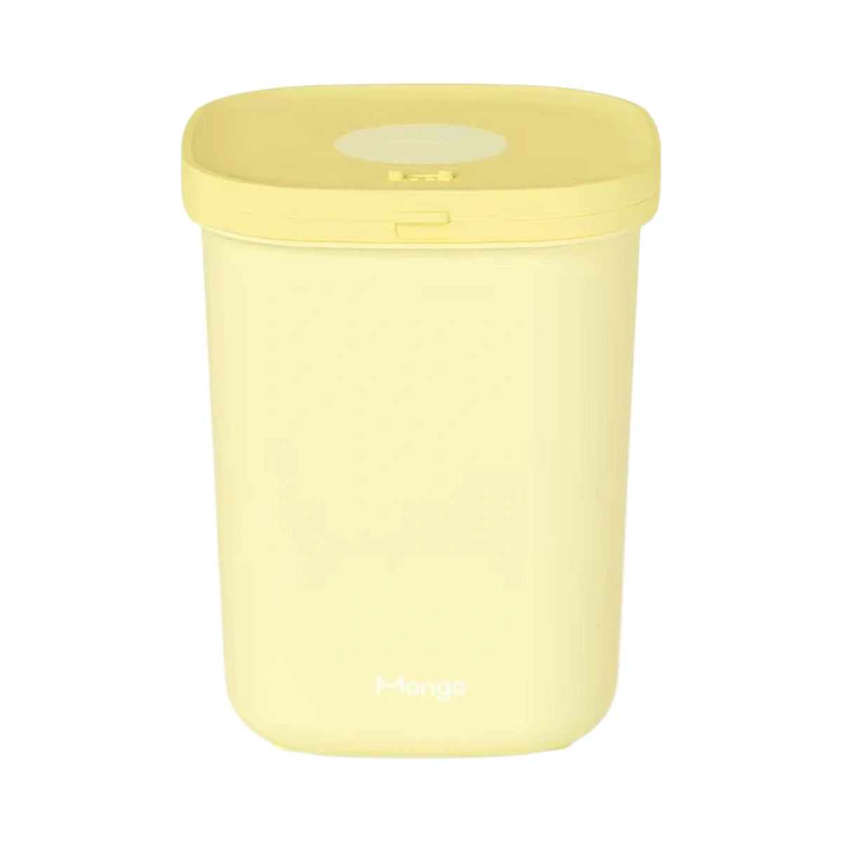 Yellow Mango pet food storage bin with lid closed
