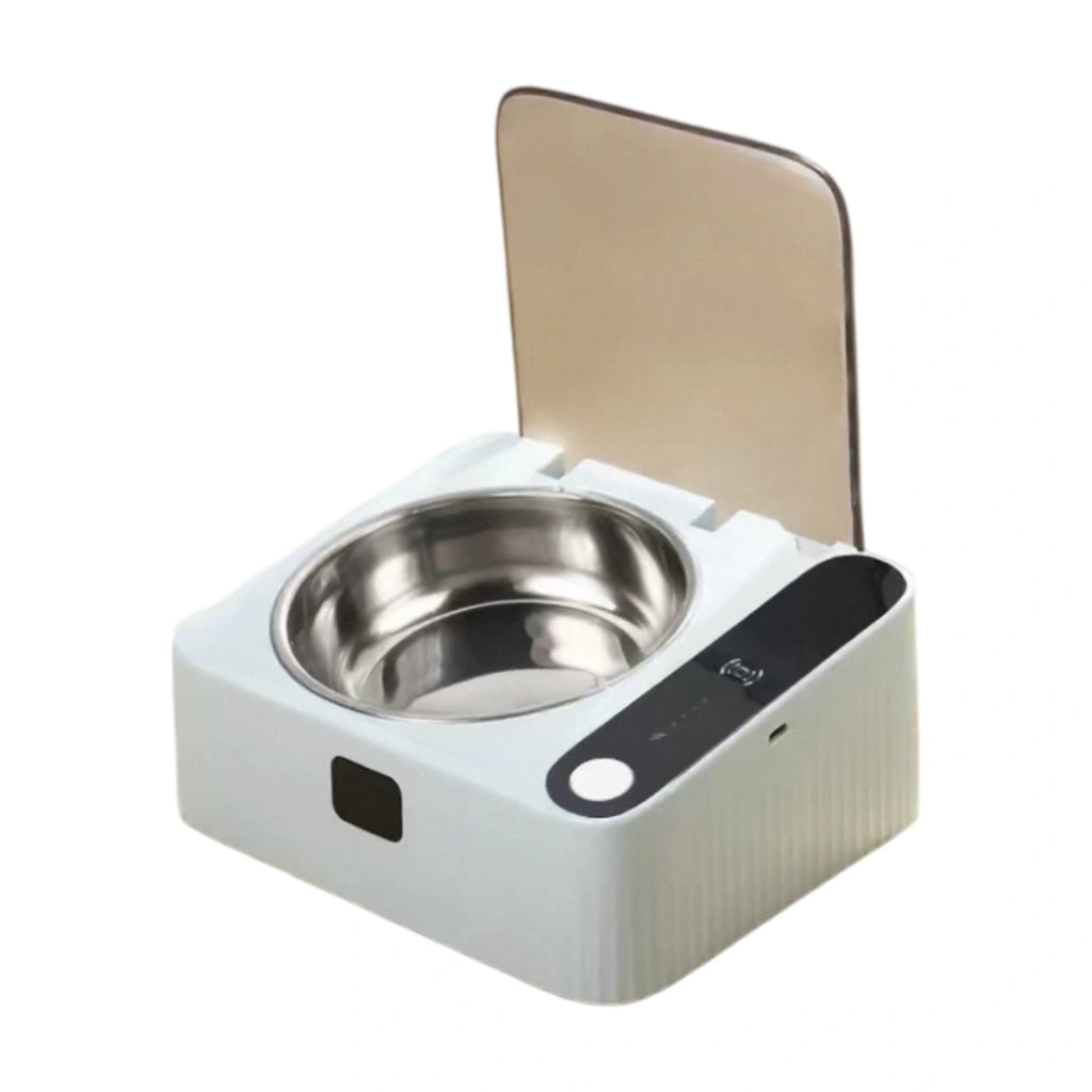Tanu covered pet bowl with stainless-steel dish