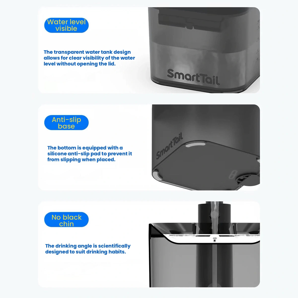 SmartTail S1 fountain design and reservoir panels