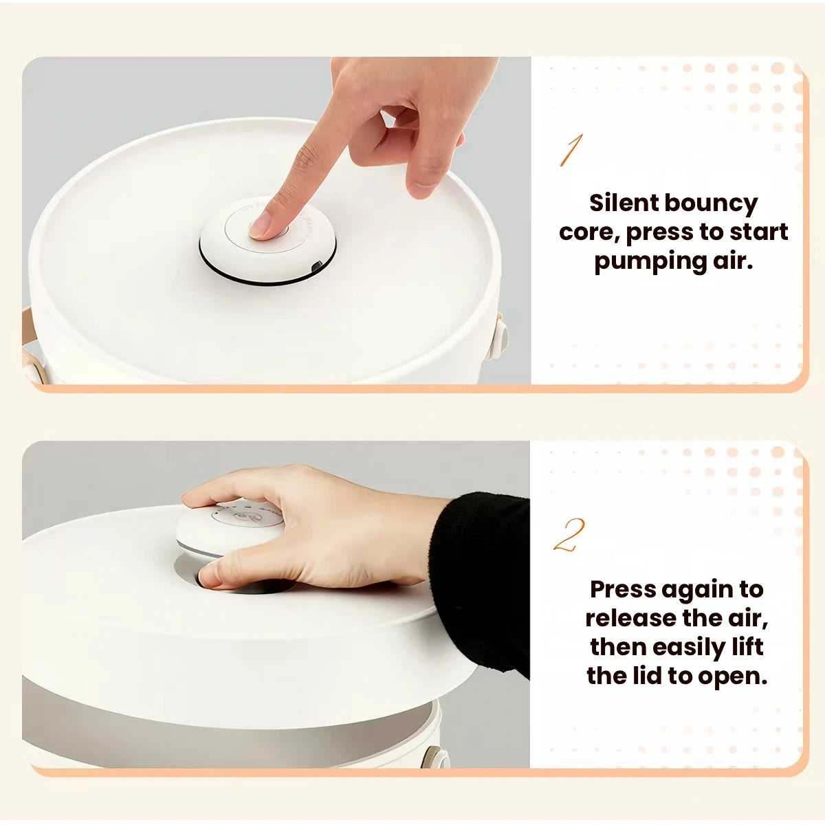 Hand pressing the SmartTail bin lid button
