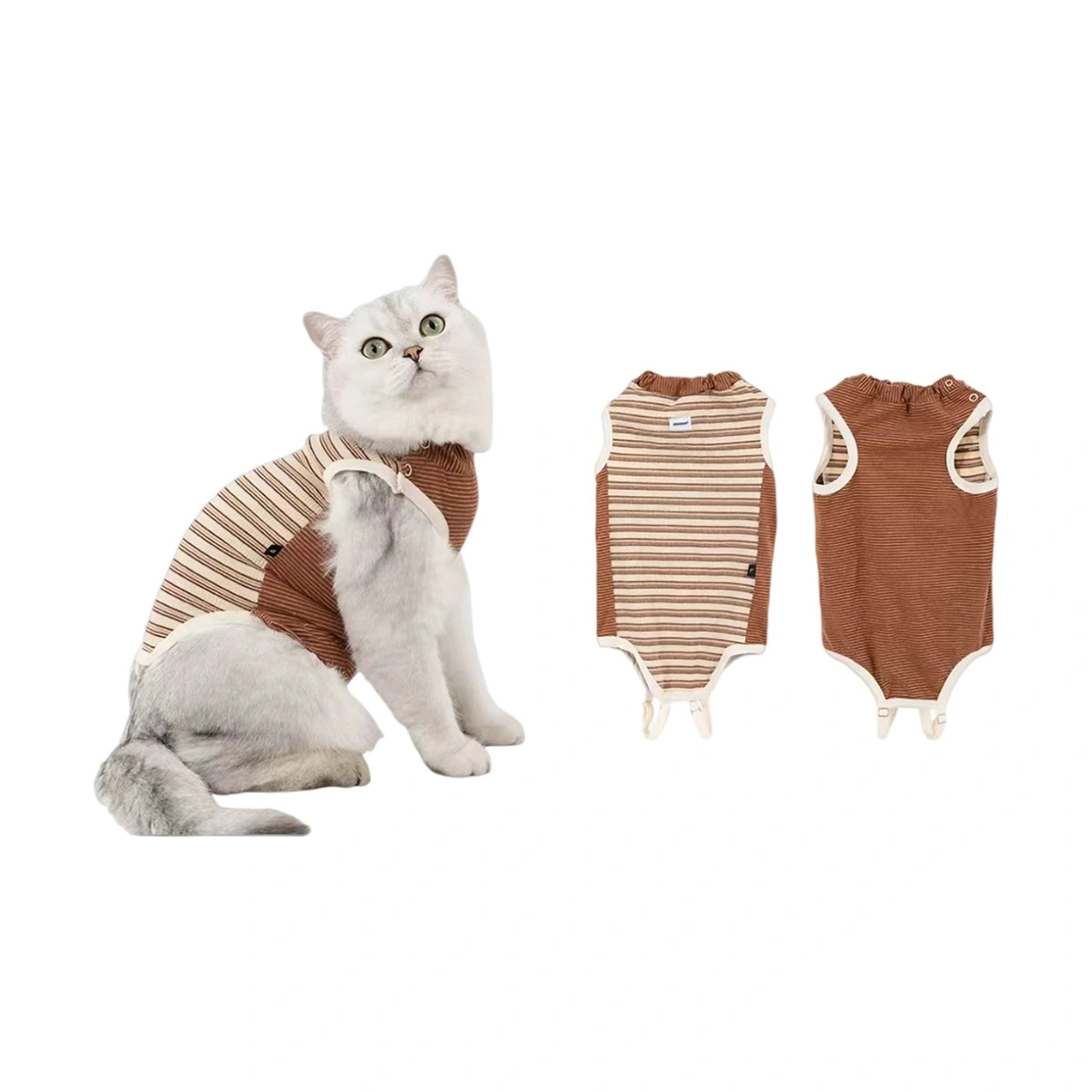 Brown HiDREAM striped cat bodysuit and cat